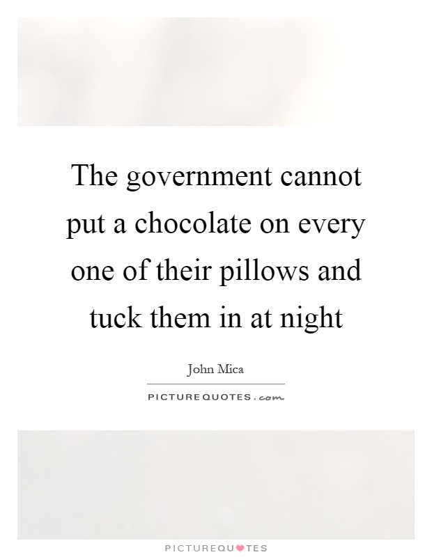 The government cannot put a chocolate on every one of their pillows and tuck them in at night Picture Quote #1