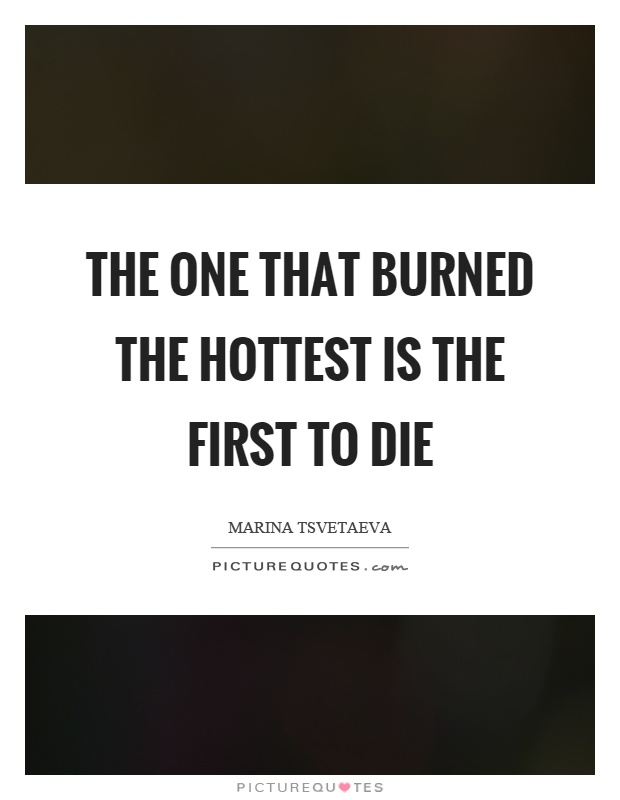 The one that burned the hottest is the first to die Picture Quote #1