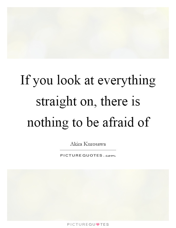 If you look at everything straight on, there is nothing to be afraid of Picture Quote #1