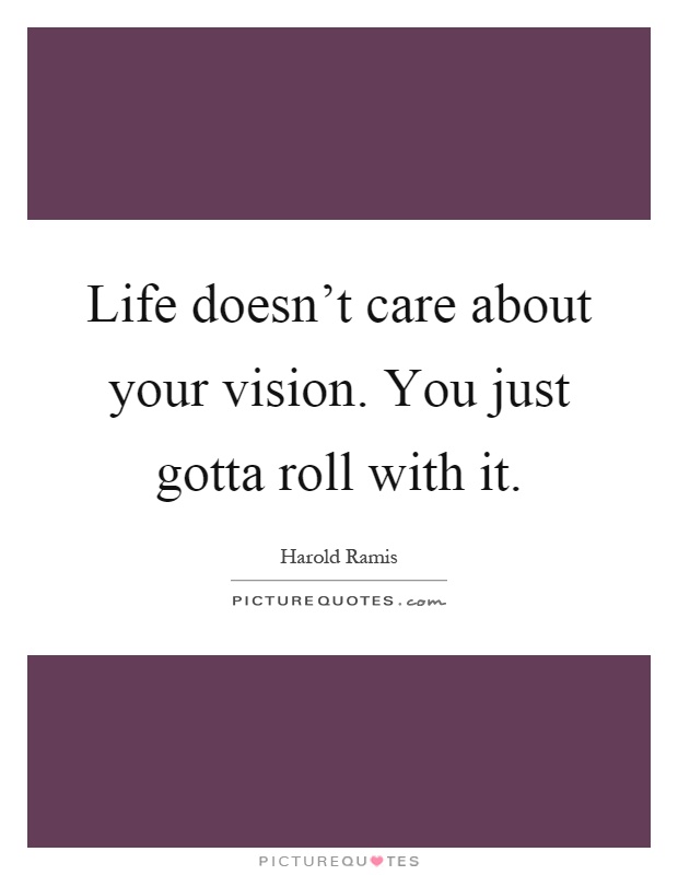 Life doesn't care about your vision. You just gotta roll with it Picture Quote #1