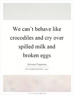 We can’t behave like crocodiles and cry over spilled milk and broken eggs Picture Quote #1