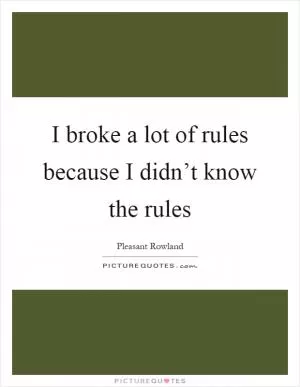 I broke a lot of rules because I didn’t know the rules Picture Quote #1