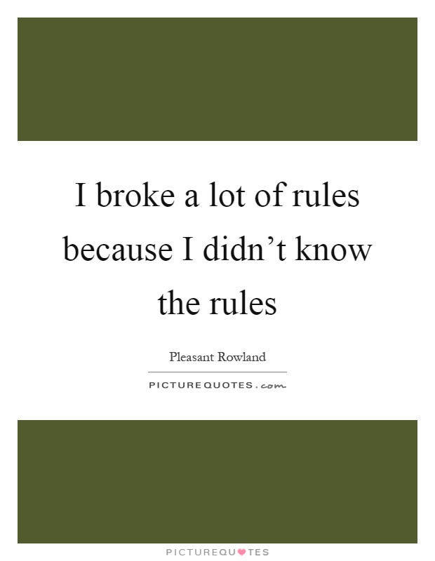 I broke a lot of rules because I didn't know the rules Picture Quote #1