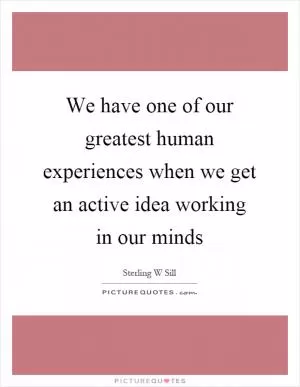 We have one of our greatest human experiences when we get an active idea working in our minds Picture Quote #1