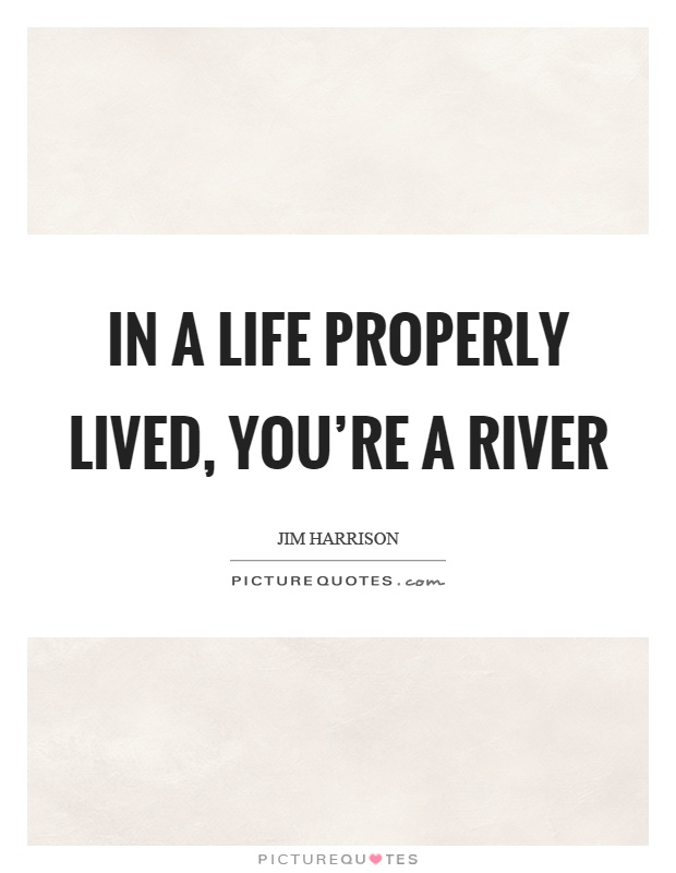 In a life properly lived, you're a river Picture Quote #1