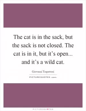 The cat is in the sack, but the sack is not closed. The cat is in it, but it’s open... and it’s a wild cat Picture Quote #1