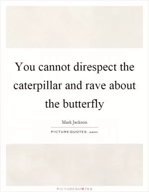 You cannot direspect the caterpillar and rave about the butterfly Picture Quote #1