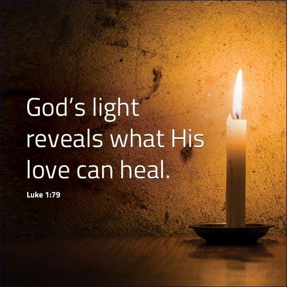 God's light reveals what his love can heal Picture Quote #1
