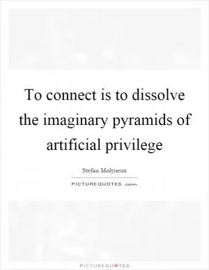 To connect is to dissolve the imaginary pyramids of artificial privilege Picture Quote #1