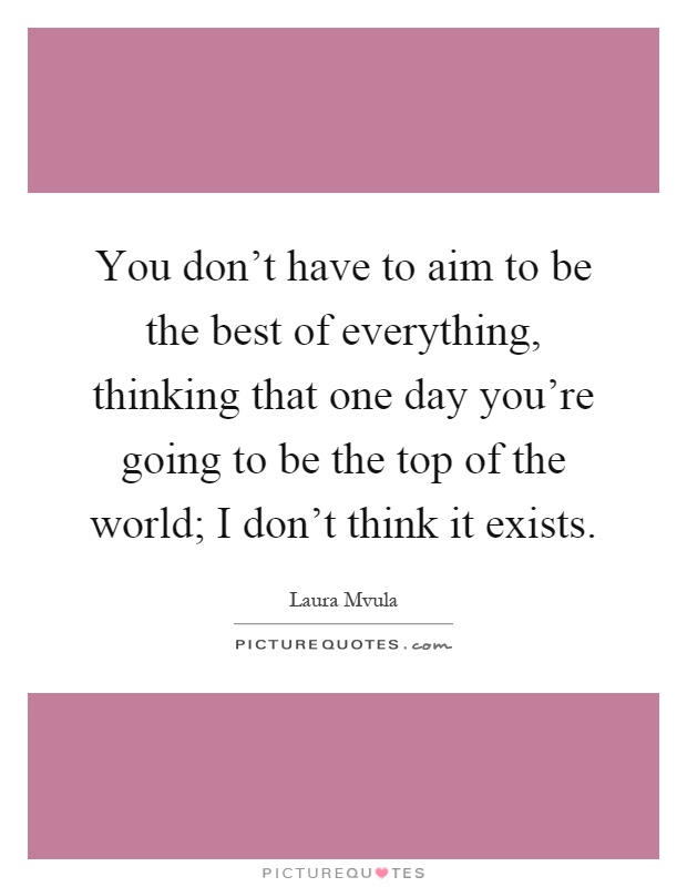 You don't have to aim to be the best of everything, thinking that one day you're going to be the top of the world; I don't think it exists Picture Quote #1