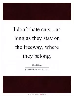 I don’t hate cats... as long as they stay on the freeway, where they belong Picture Quote #1