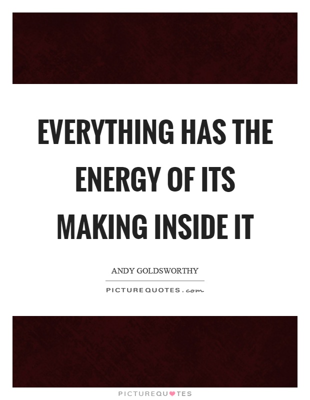 Everything has the energy of its making inside it Picture Quote #1