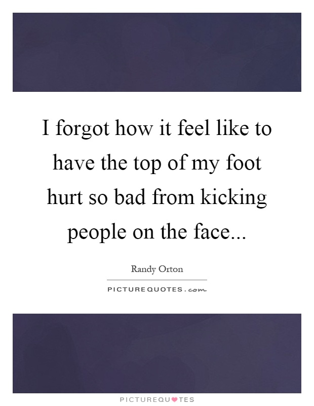 I forgot how it feel like to have the top of my foot hurt so bad from kicking people on the face Picture Quote #1