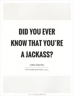 Did you ever know that you’re a jackass? Picture Quote #1
