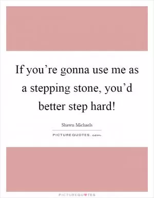 If you’re gonna use me as a stepping stone, you’d better step hard! Picture Quote #1