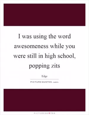 I was using the word awesomeness while you were still in high school, popping zits Picture Quote #1