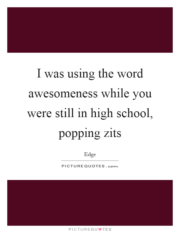 I was using the word awesomeness while you were still in high school, popping zits Picture Quote #1