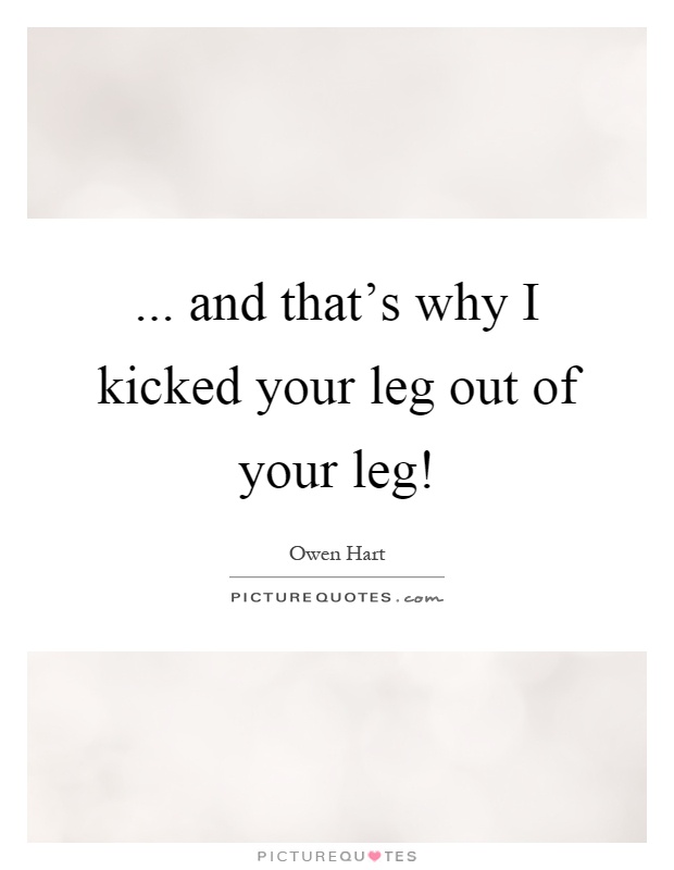 ... and that's why I kicked your leg out of your leg! Picture Quote #1