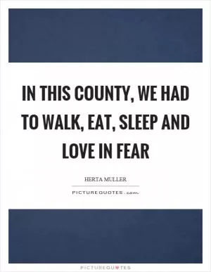 In this county, we had to walk, eat, sleep and love in fear Picture Quote #1