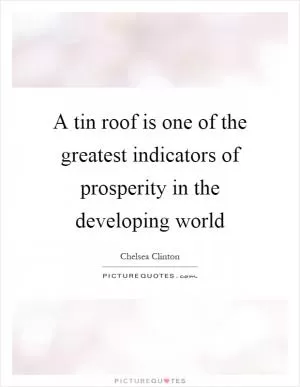 A tin roof is one of the greatest indicators of prosperity in the developing world Picture Quote #1