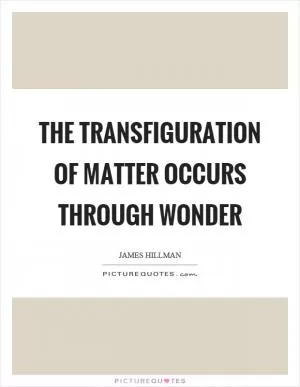 The transfiguration of matter occurs through wonder Picture Quote #1