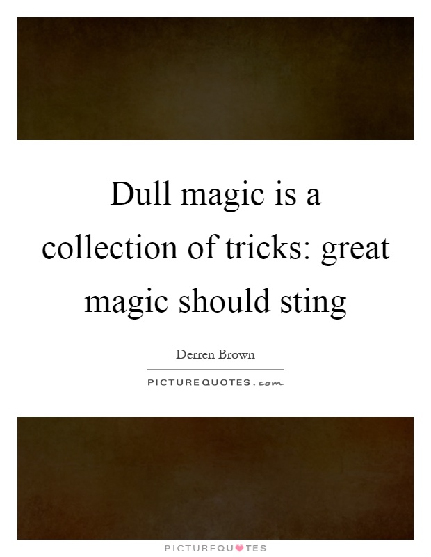 Dull magic is a collection of tricks: great magic should sting Picture Quote #1