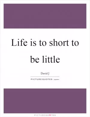 Life is to short to be little Picture Quote #1