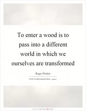 To enter a wood is to pass into a different world in which we ourselves are transformed Picture Quote #1