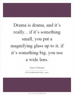 Drama is drama, and it’s really... if it’s something small, you put a magnifying glass up to it; if it’s something big, you use a wide lens Picture Quote #1