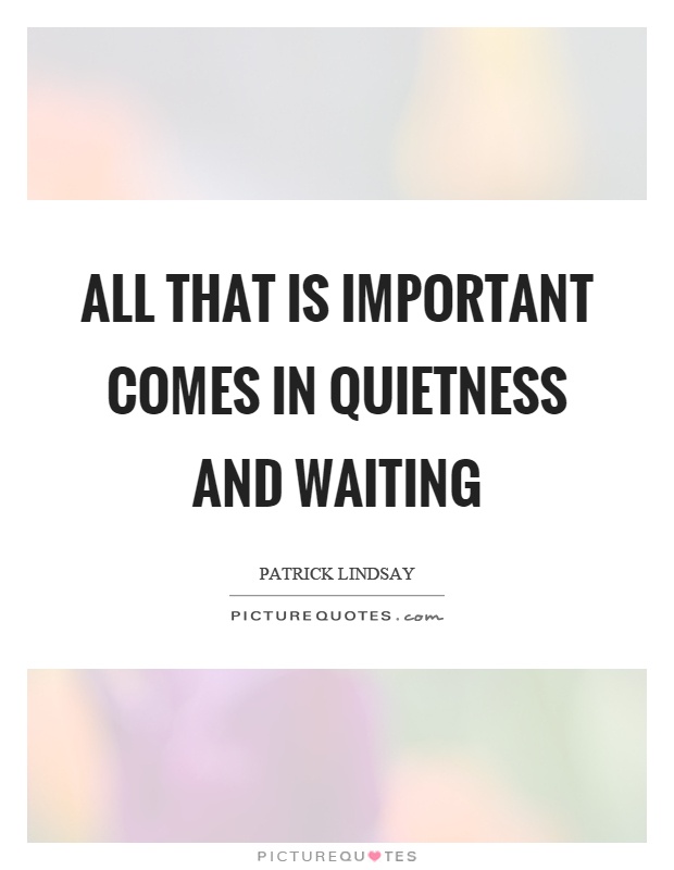 All that is important comes in quietness and waiting Picture Quote #1