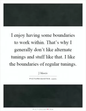 I enjoy having some boundaries to work within. That’s why I generally don’t like alternate tunings and stuff like that. I like the boundaries of regular tunings Picture Quote #1