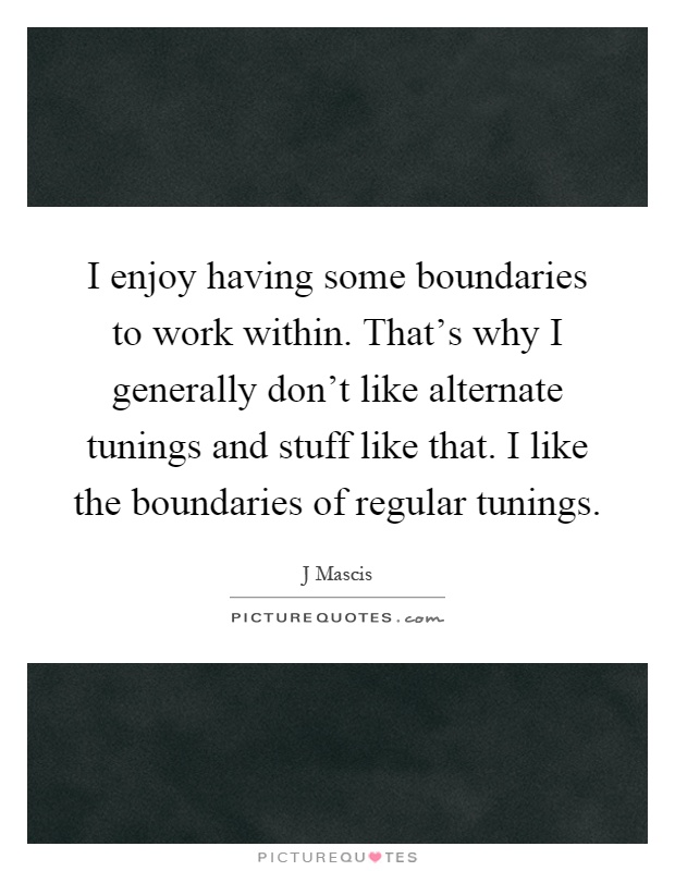 I enjoy having some boundaries to work within. That's why I generally don't like alternate tunings and stuff like that. I like the boundaries of regular tunings Picture Quote #1