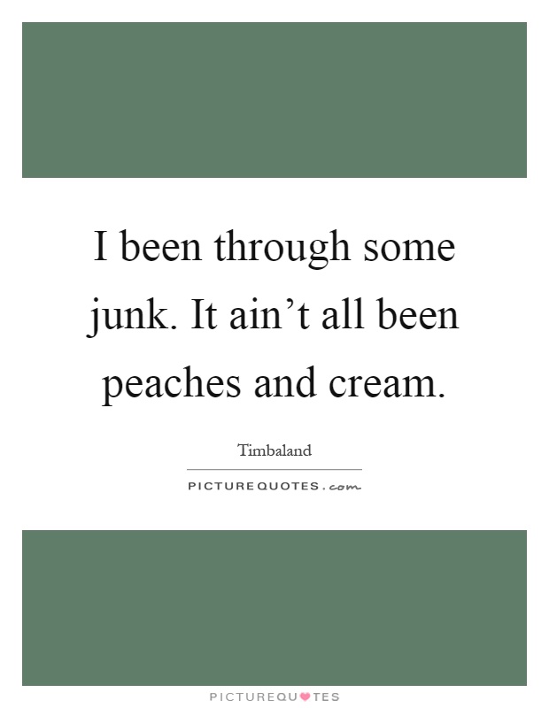 I been through some junk. It ain't all been peaches and cream Picture Quote #1