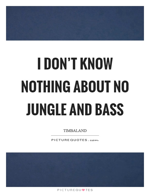 I don't know nothing about no jungle and bass Picture Quote #1