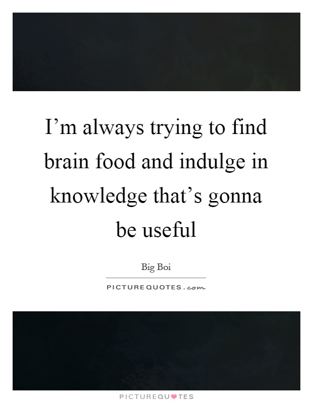 I'm always trying to find brain food and indulge in knowledge that's gonna be useful Picture Quote #1