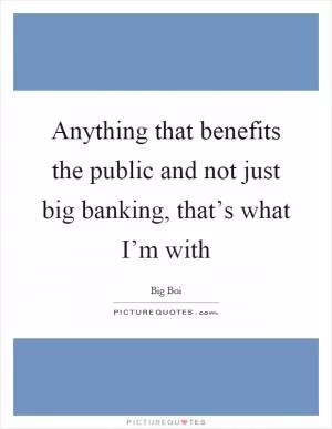 Anything that benefits the public and not just big banking, that’s what I’m with Picture Quote #1