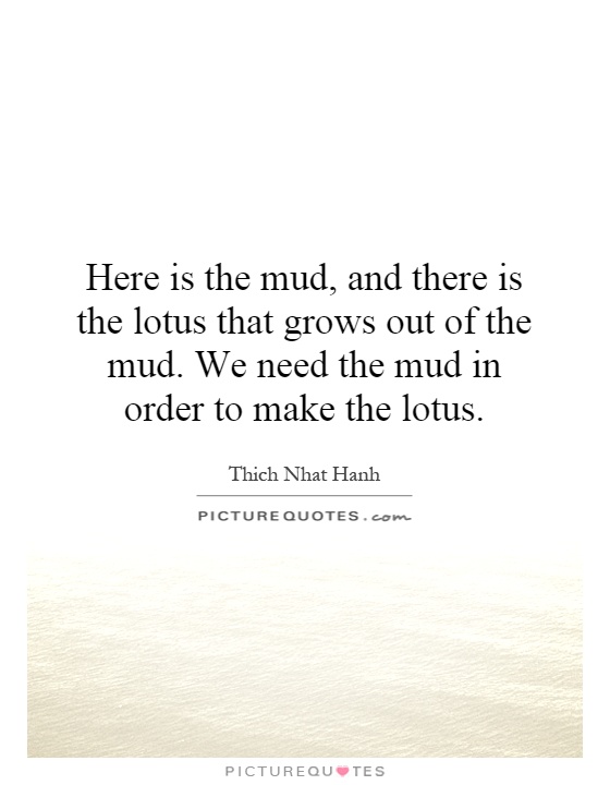 Here is the mud, and there is the lotus that grows out of the mud. We need the mud in order to make the lotus Picture Quote #1