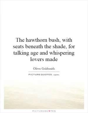 The hawthorn bush, with seats beneath the shade, for talking age and whispering lovers made Picture Quote #1