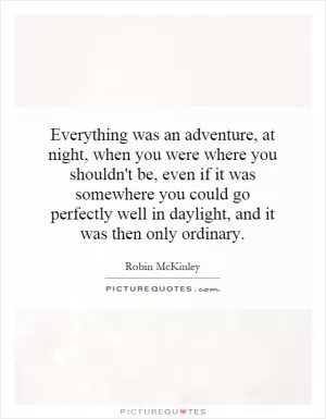 Everything was an adventure, at night, when you were where you shouldn't be, even if it was somewhere you could go perfectly well in daylight, and it was then only ordinary Picture Quote #1