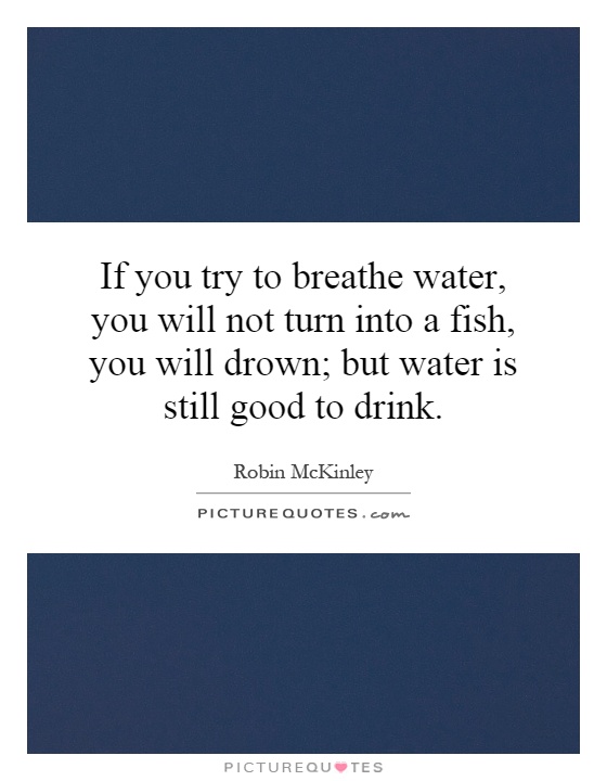 If you try to breathe water, you will not turn into a fish, you will drown; but water is still good to drink Picture Quote #1