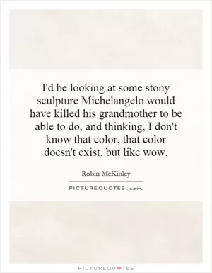 I'd be looking at some stony sculpture Michelangelo would have killed his grandmother to be able to do, and thinking, I don't know that color, that color doesn't exist, but like wow Picture Quote #1