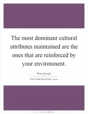 The most dominant cultural attributes maintained are the ones that are reinforced by your environment Picture Quote #1