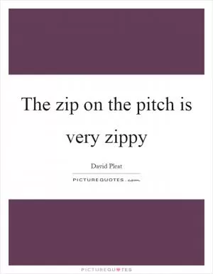 The zip on the pitch is very zippy Picture Quote #1