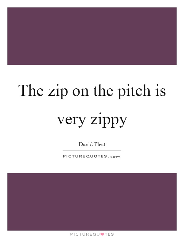 The zip on the pitch is very zippy Picture Quote #1
