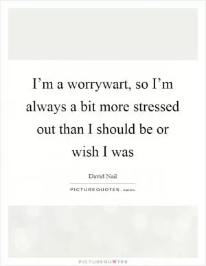 I’m a worrywart, so I’m always a bit more stressed out than I should be or wish I was Picture Quote #1