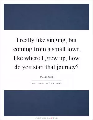 I really like singing, but coming from a small town like where I grew up, how do you start that journey? Picture Quote #1