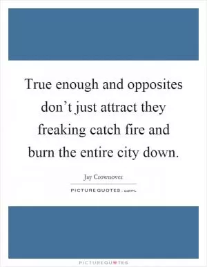 True enough and opposites don’t just attract they freaking catch fire and burn the entire city down Picture Quote #1