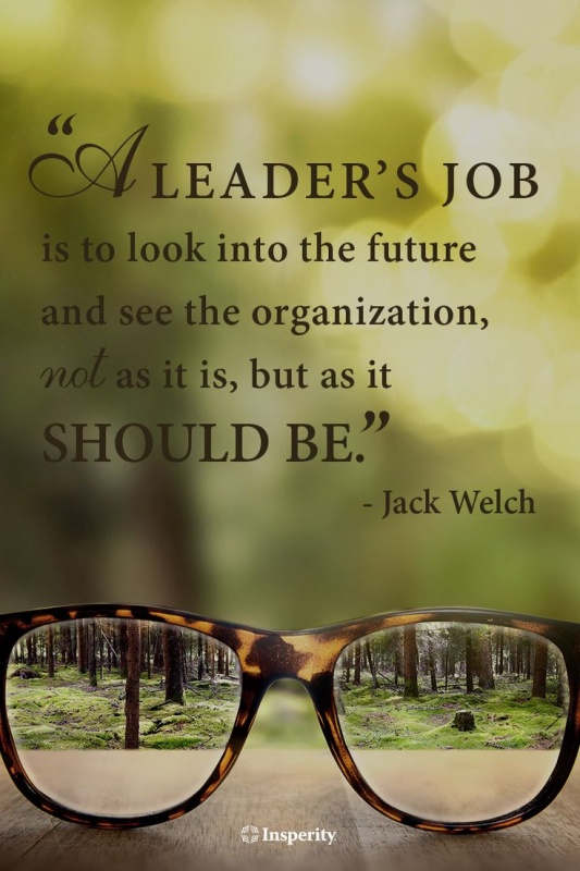 A leader's job is to look into the future and see the organization, not as it is, but as it should be Picture Quote #1