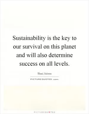 Sustainability is the key to our survival on this planet and will also determine success on all levels Picture Quote #1