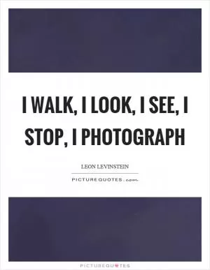 I walk, I look, I see, I stop, I photograph Picture Quote #1
